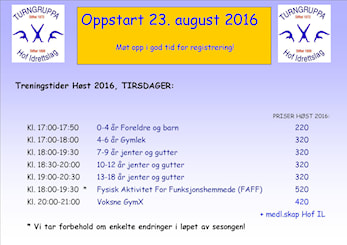 Høstsesongen 2016 starter tirsdag 23. august!